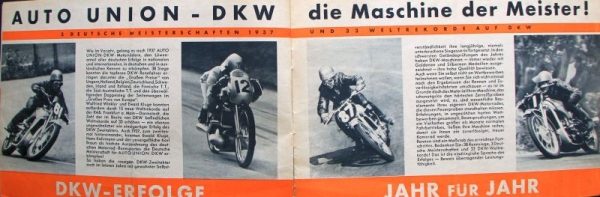 DKW Auto-Union Motorrad Modellprogramm 1937 Motorradprospekt (5731)